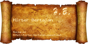 Hirter Bertalan névjegykártya